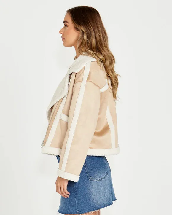 SASS ROUX SUEDE JACKET TAN/CREAM