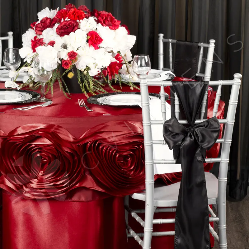 Satin 120" Round Tablecloth - Apple Red