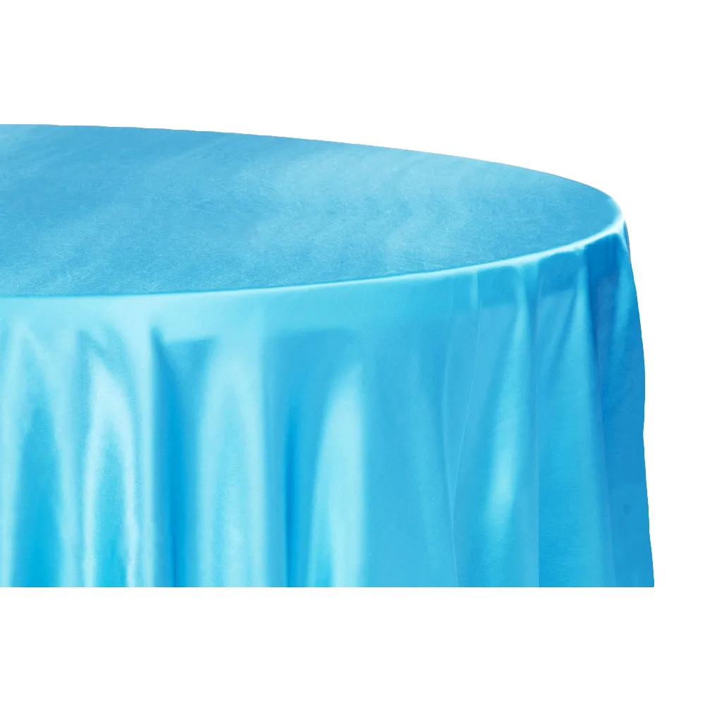 Satin 120" Round Tablecloth - Aqua Blue