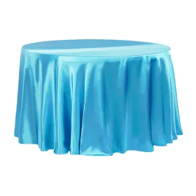 Satin 120" Round Tablecloth - Aqua Blue