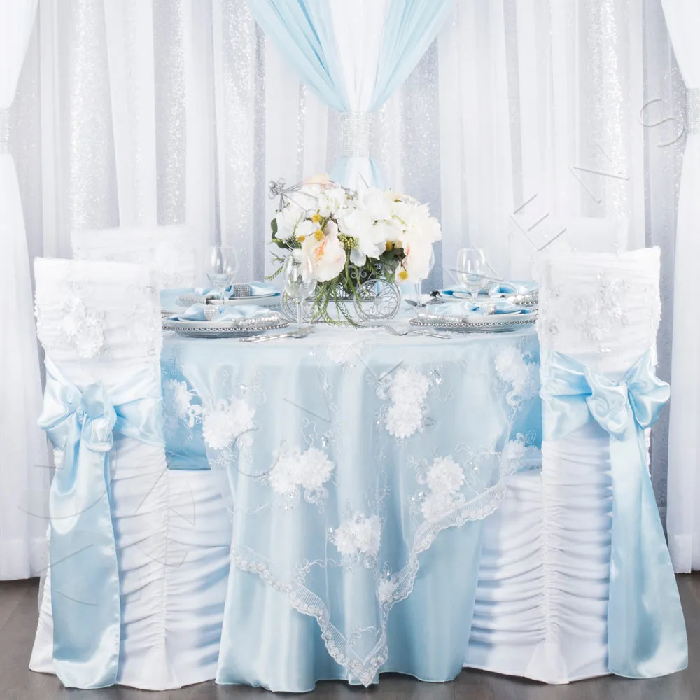 Satin 120" Round Tablecloth - Baby Blue