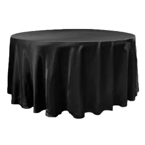 Satin 120" Round Tablecloth - Black