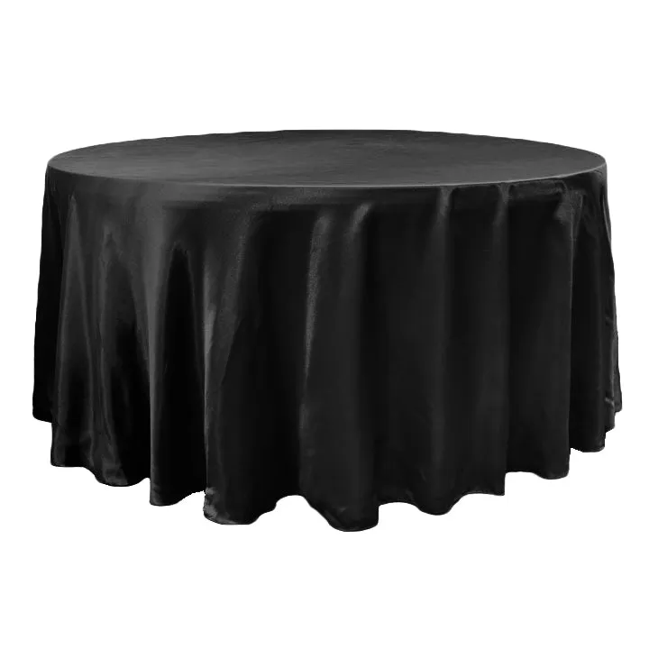 Satin 120" Round Tablecloth - Black