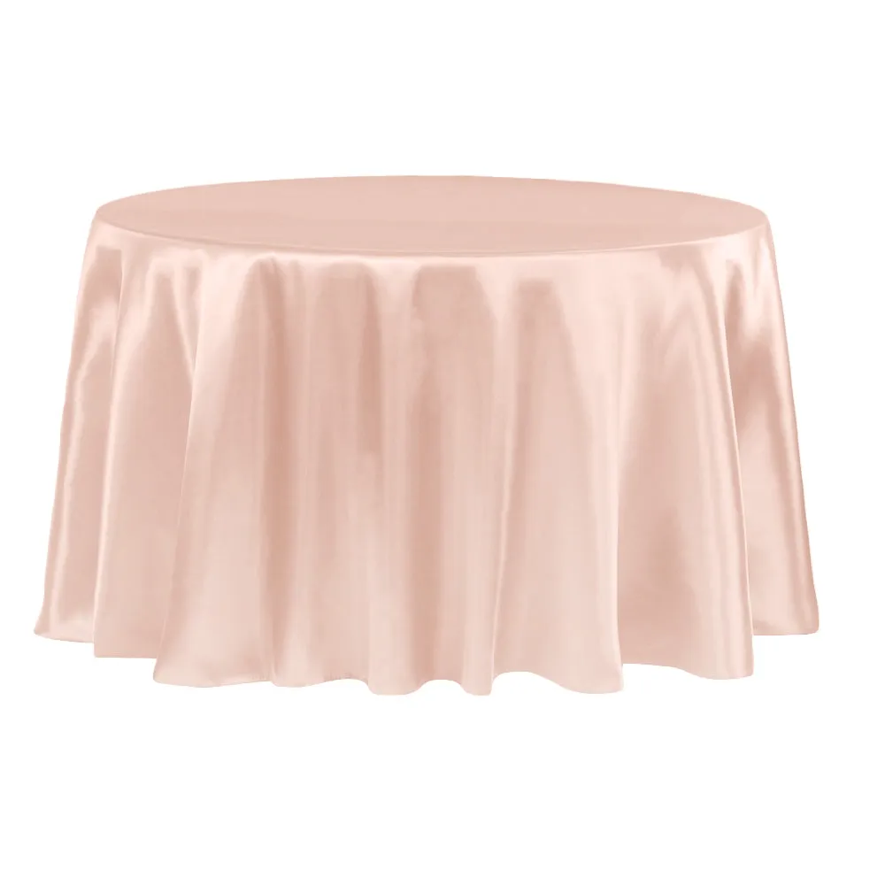 Satin 120" Round Tablecloth - Blush/Rose Gold