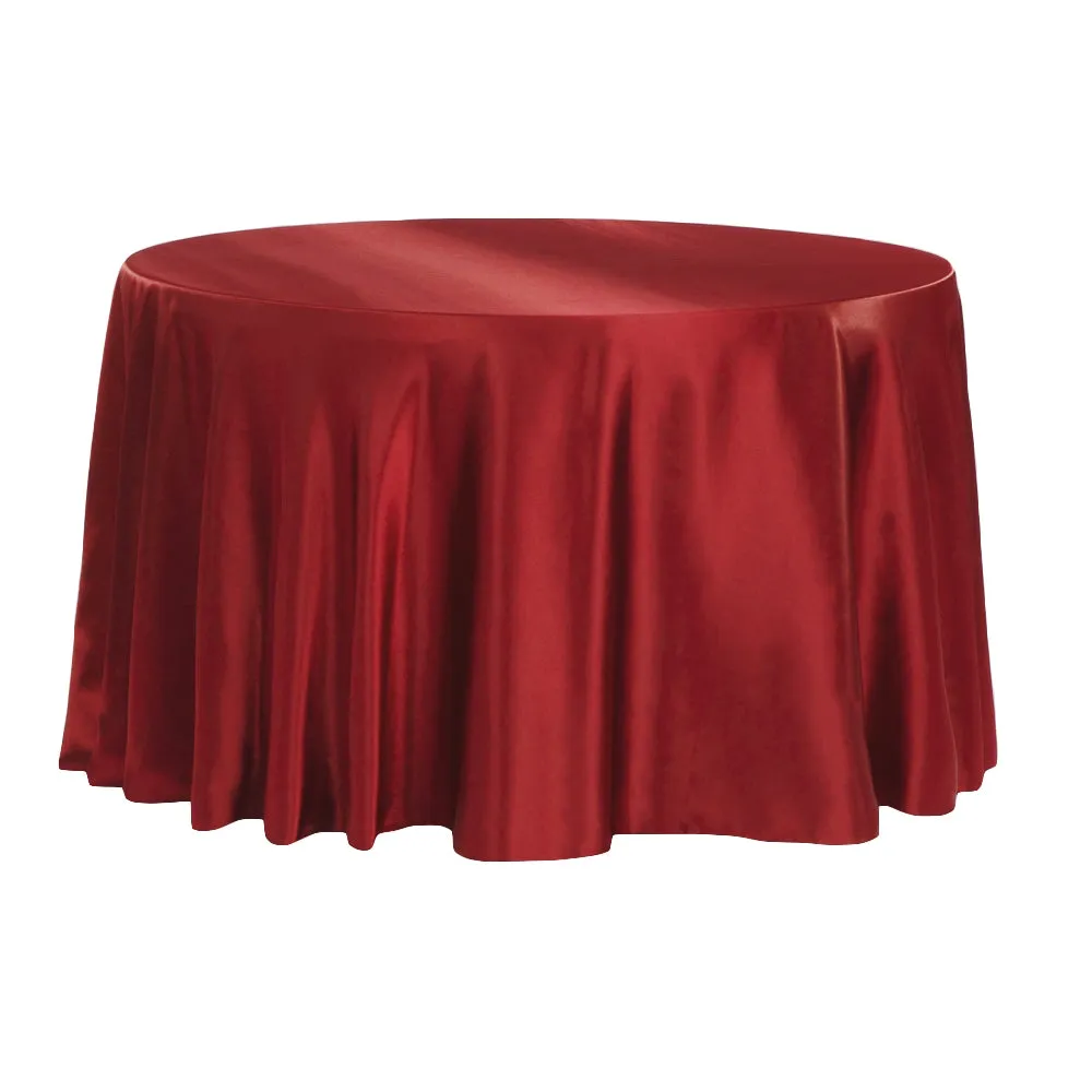 Satin 120" Round Tablecloth - Burgundy