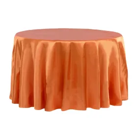 Satin 120" Round Tablecloth - Burnt Orange