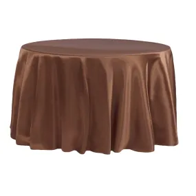 Satin 120" Round Tablecloth - Chocolate Brown