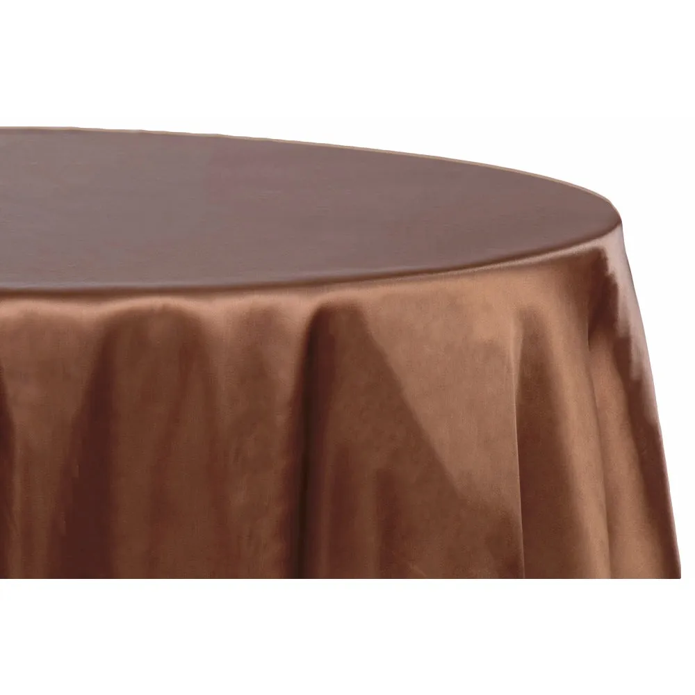 Satin 120" Round Tablecloth - Chocolate Brown