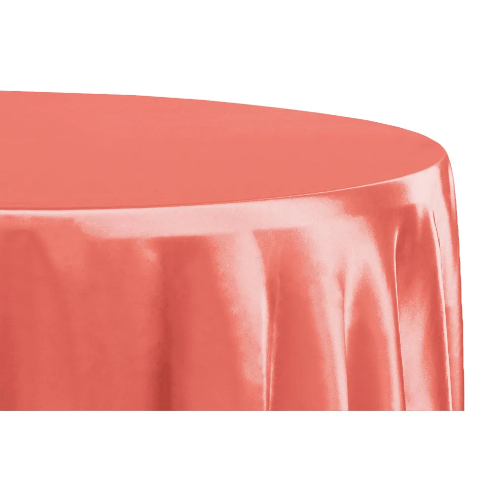 Satin 120" Round Tablecloth - Coral