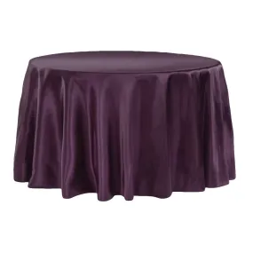 Satin 120" Round Tablecloth - Eggplant/Plum