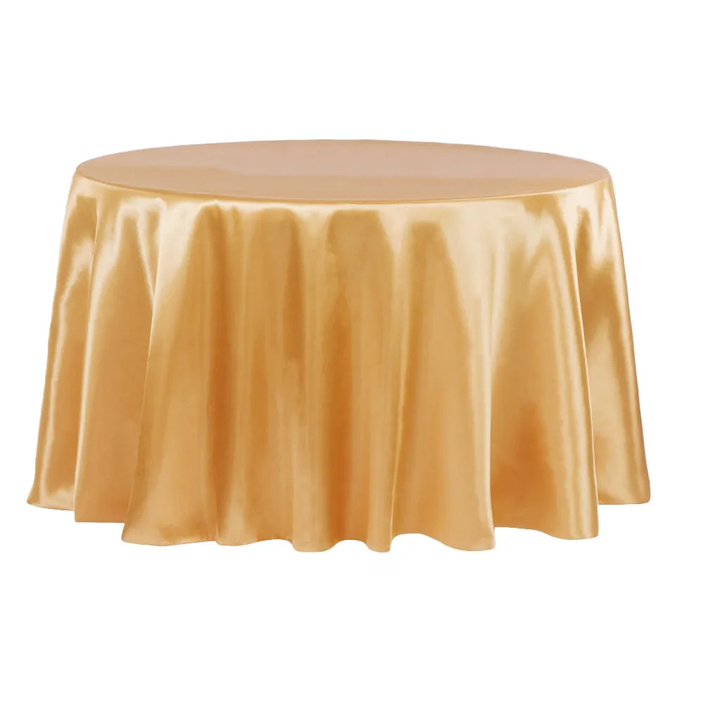 Satin 120" Round Tablecloth - Gold Antique