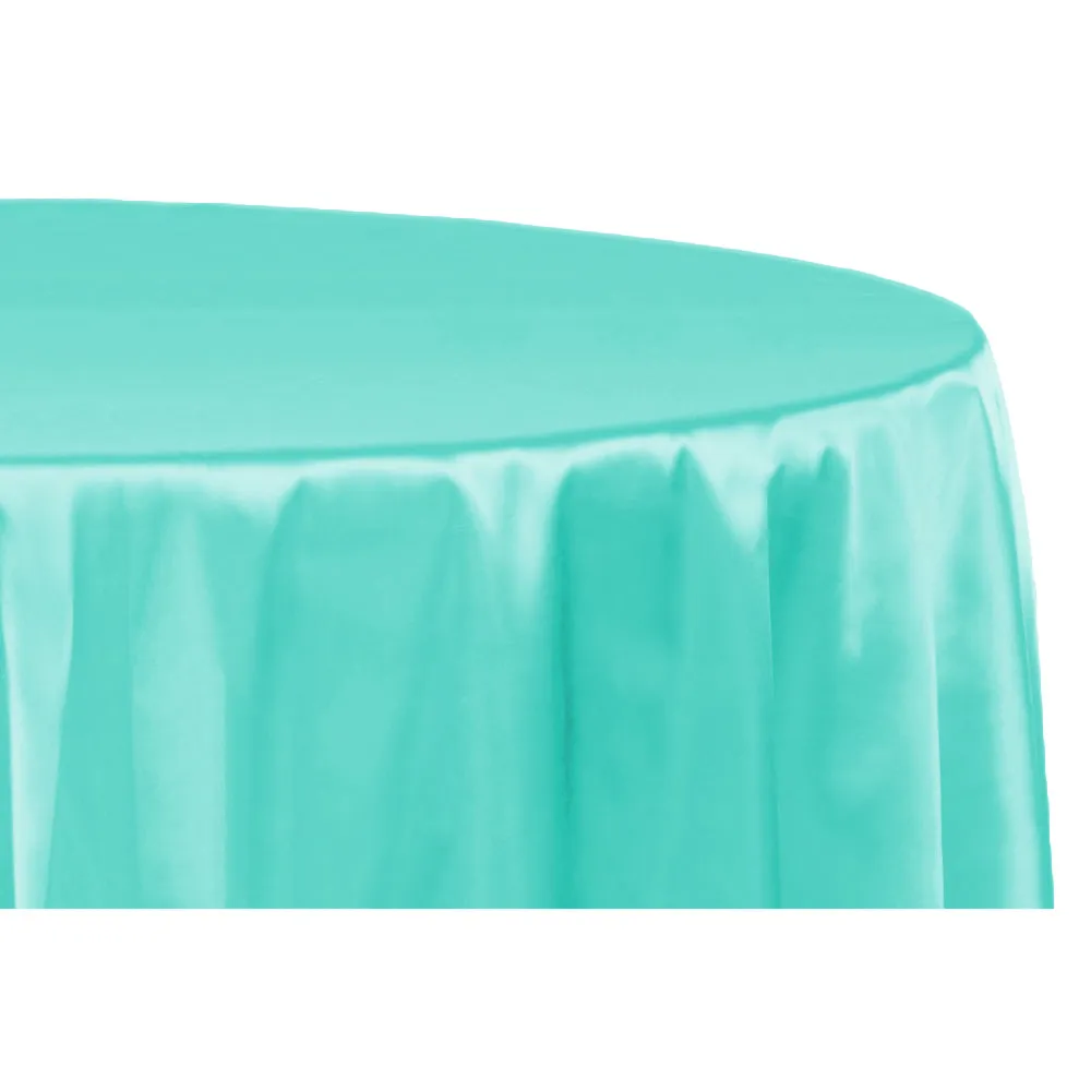 Satin 120" Round Tablecloth - Light Turquoise