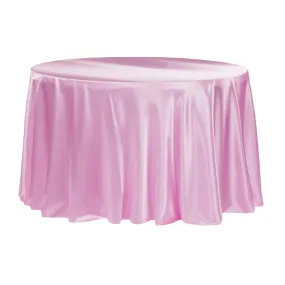 Satin 120" Round Tablecloth - Medium Pink