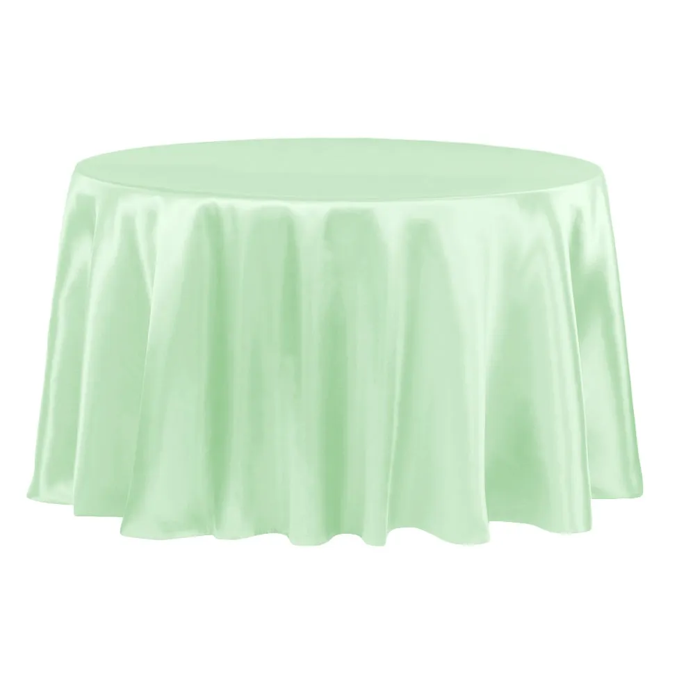 Satin 120" Round Tablecloth - Mint Green