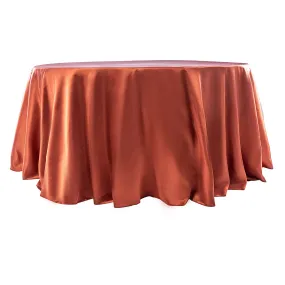 Satin 120" Round Tablecloth - Rust