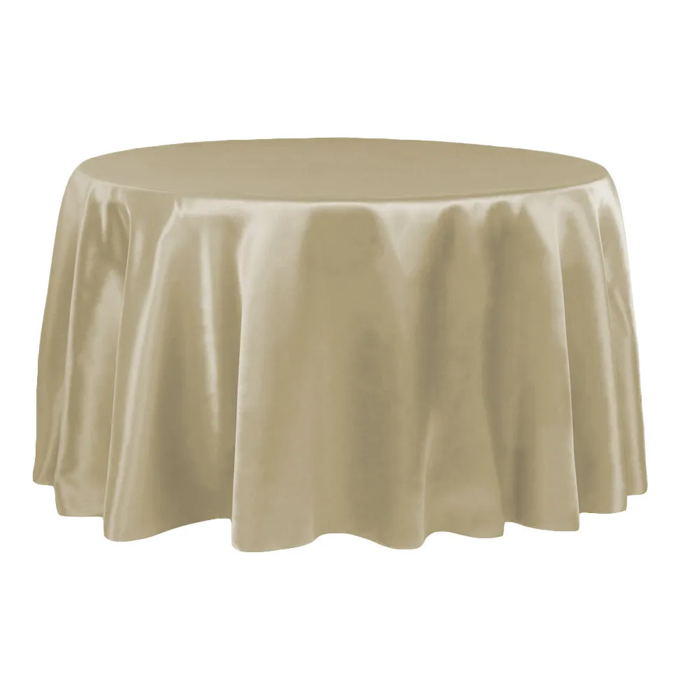 Satin 120" Round Tablecloth - Taupe