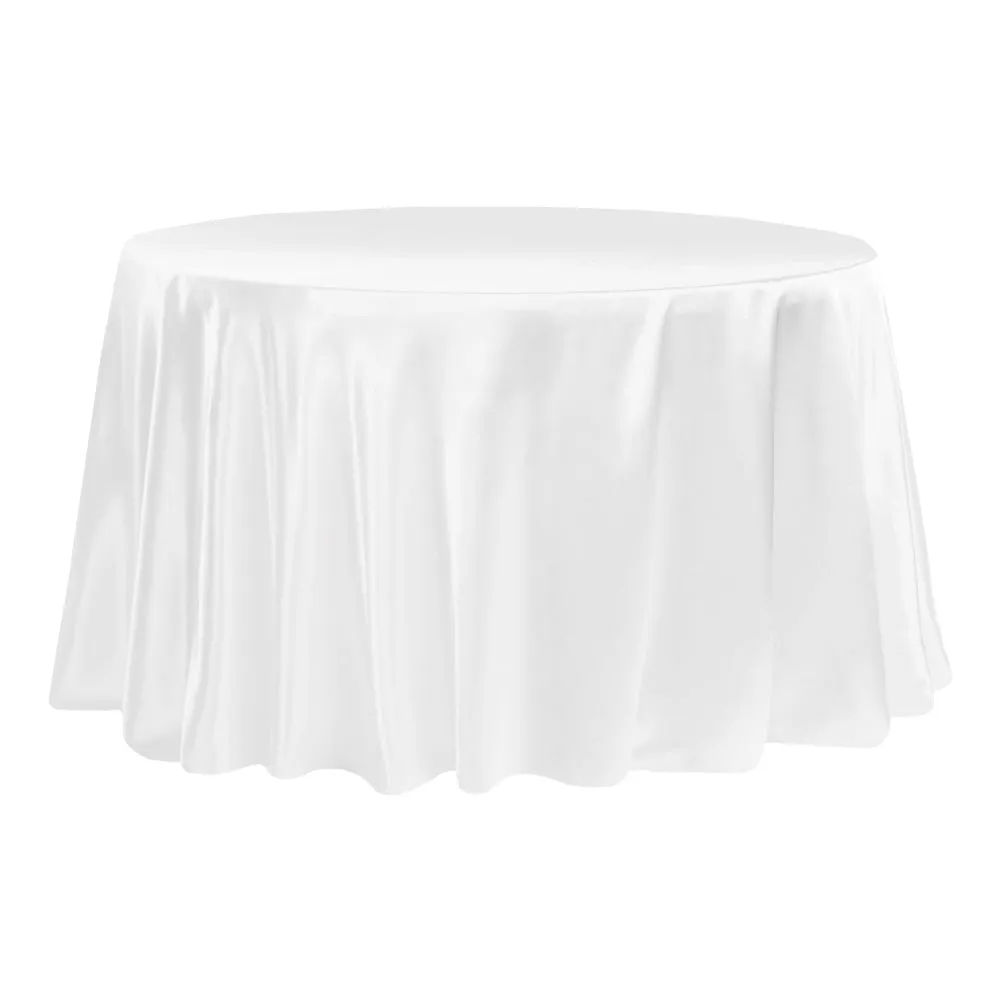 Satin 120" Round Tablecloth - White