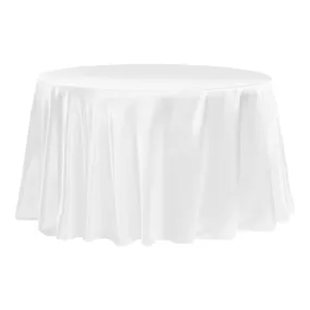 Satin 120" Round Tablecloth - White