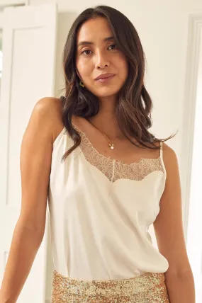 Satin Lace Cami | Ivory