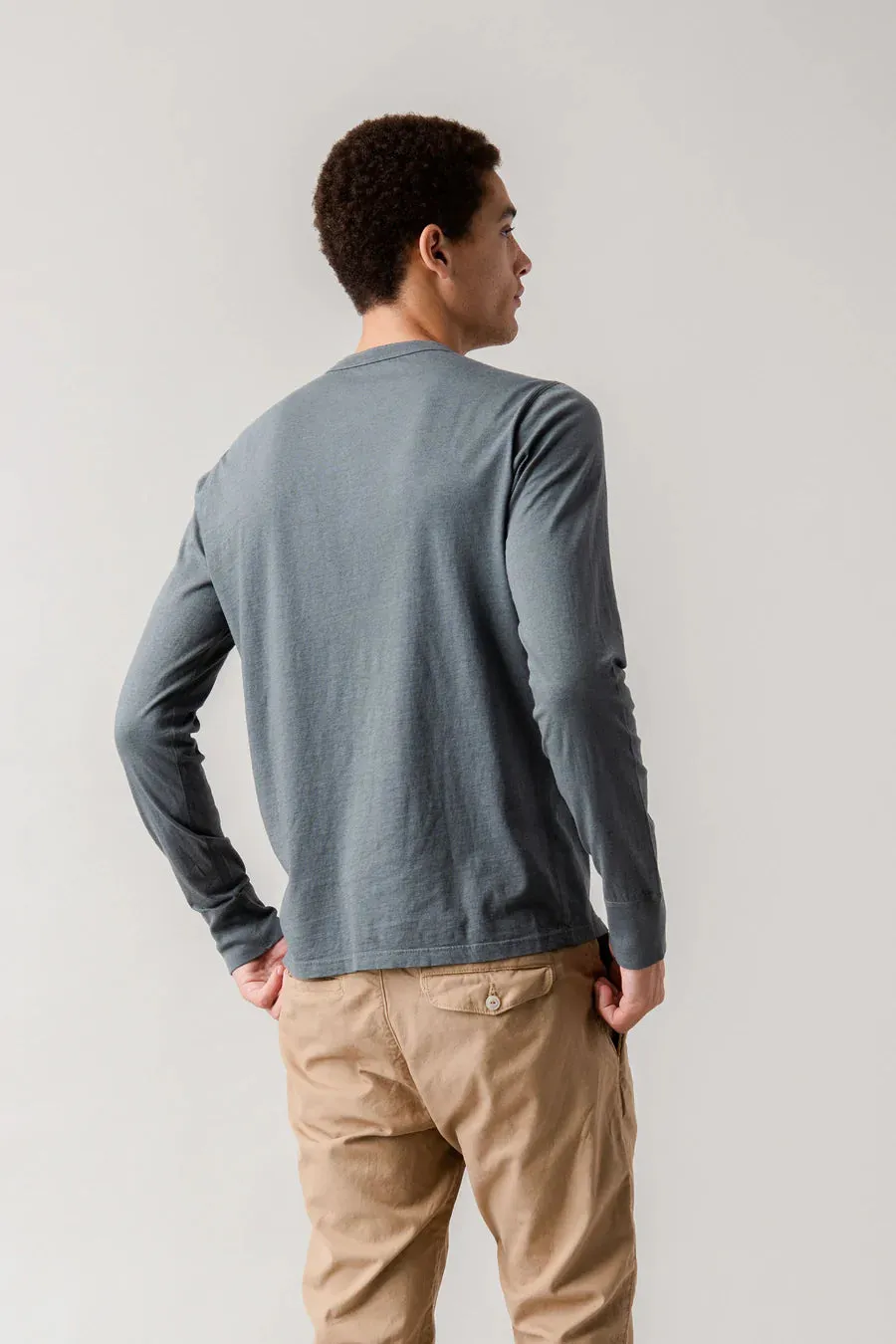 SAVE KHAKI LONG SLEEVE HEATHER JERSEY HENLEY - 2 COLORS