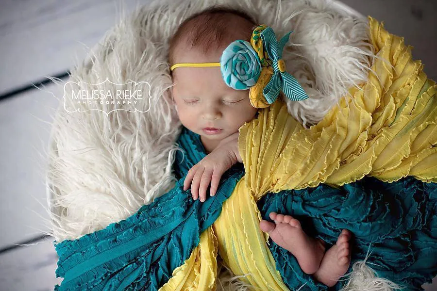 SET Teal Yellow Ruffle Wrap Layering Set