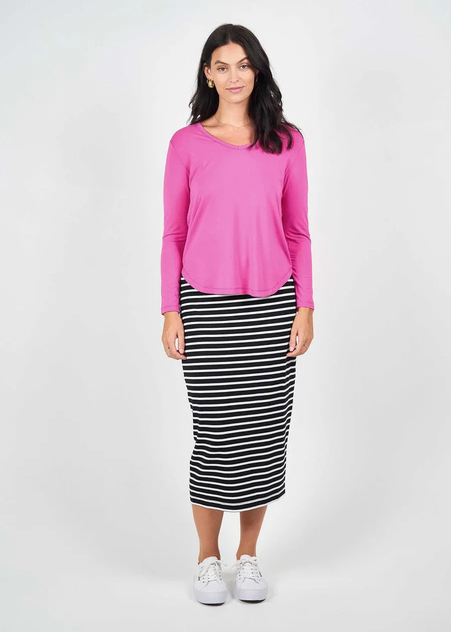 Sia V Neck Bamboo Longsleeve Top - Rose Violet