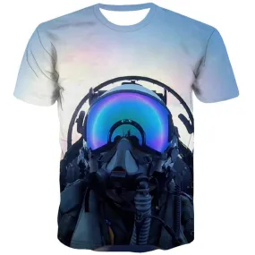 Sky T-shirt Men Helicopter Tshirts Cool Military T shirts Funny Metal Tshirt Printed War Tshirts Casual