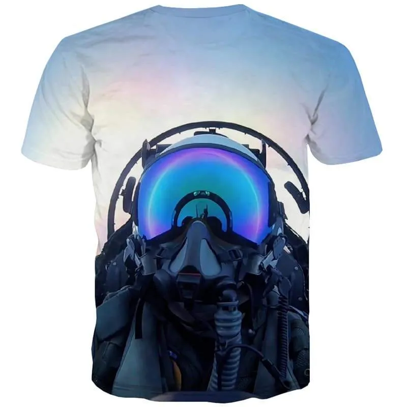 Sky T-shirt Men Helicopter Tshirts Cool Military T shirts Funny Metal Tshirt Printed War Tshirts Casual