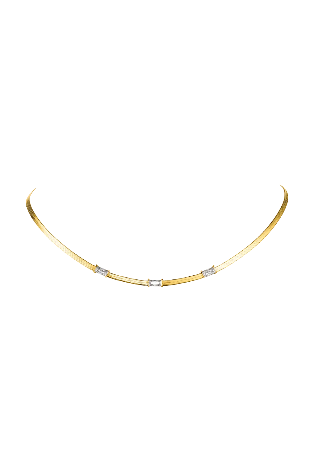 Sleek Baguette Necklace 14K Gold Plated