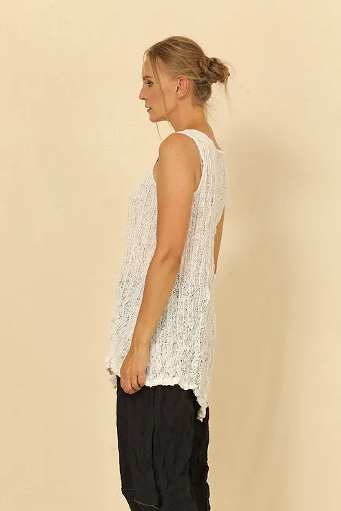 Sleeveless White Luna Knit Tunic