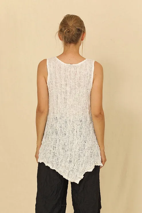 Sleeveless White Luna Knit Tunic