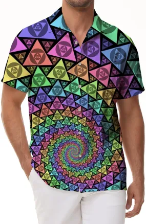 Stained Glass 3d Printed Casual Shirt Short Sleeve Beach Men Hawaiian Button Clothing