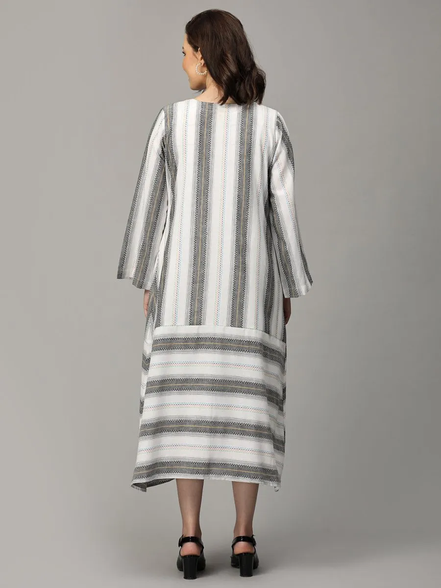 Stormy Sky Stripe Maternity and Nursing Shacket Dress