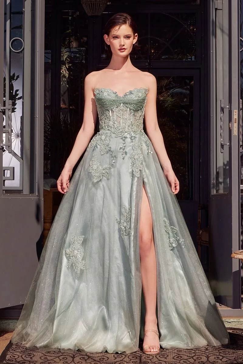 STRAPLESS LAYERED TULLE BALL GOWN  CDA1378