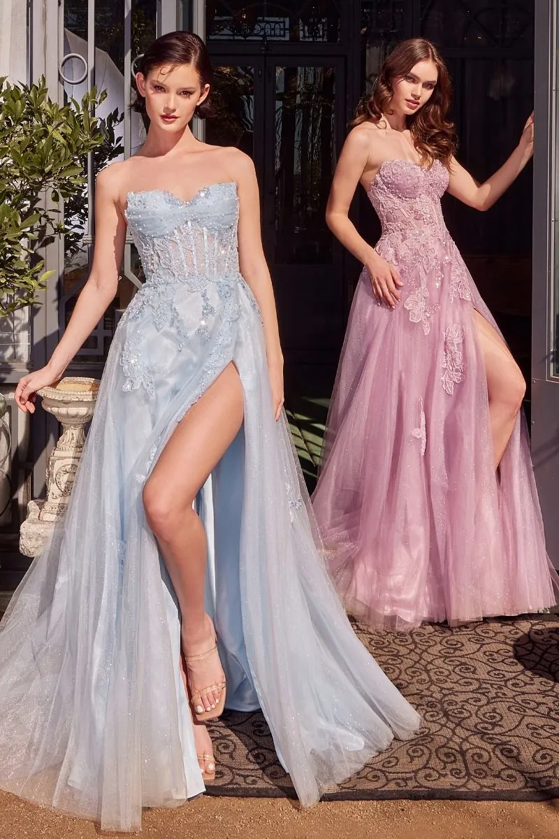 STRAPLESS LAYERED TULLE BALL GOWN  CDA1378