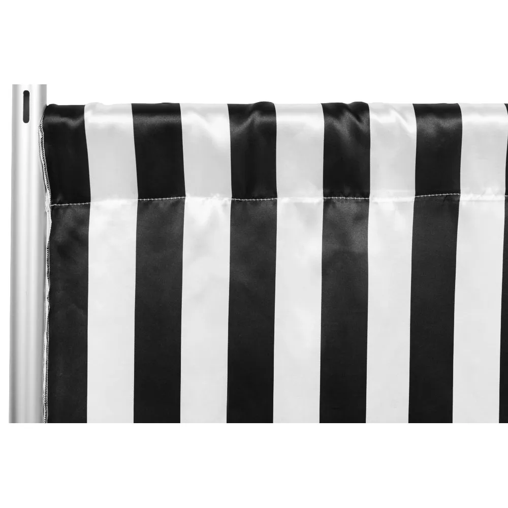 Stripe Satin 10ft H x 56"W Backdrop Panel/Drape - Black & White