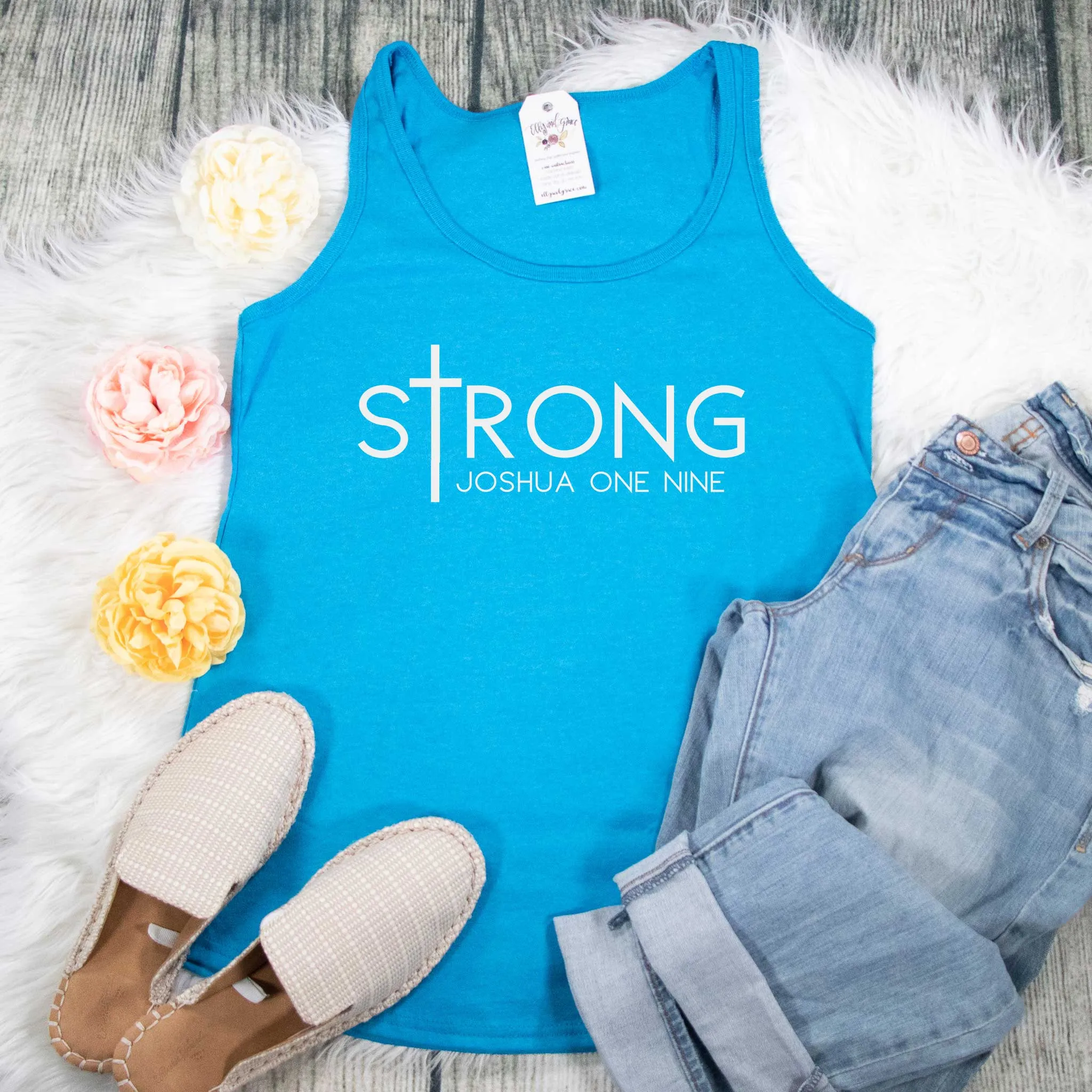 sTrong Joshua 1:9 Ladies Tank Top