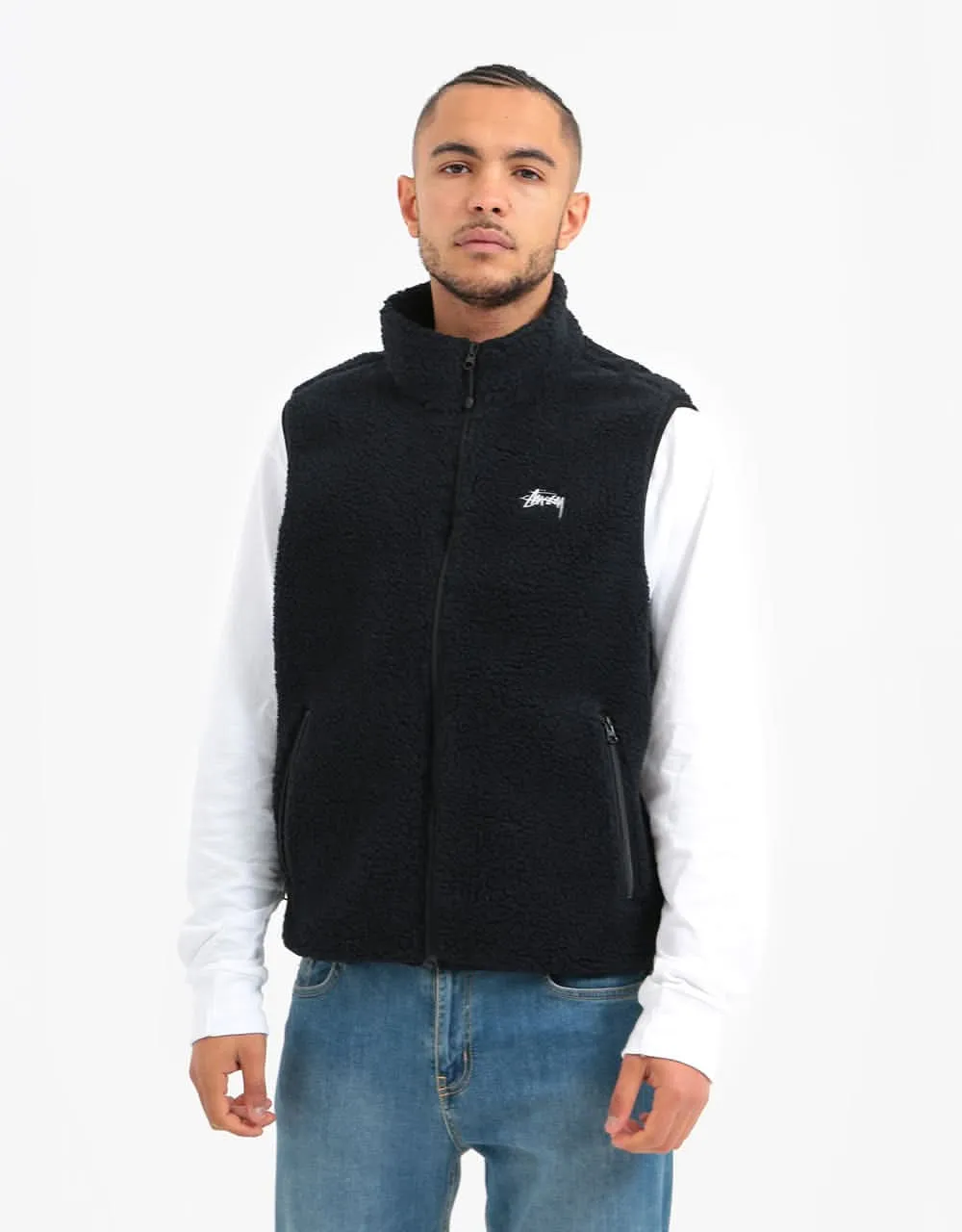 Stüssy Block Sherpa Vest - Black