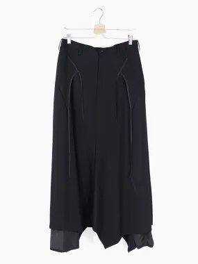 Sulvam AW23 Piped Edge Wool Gabardine Skirt Trousers