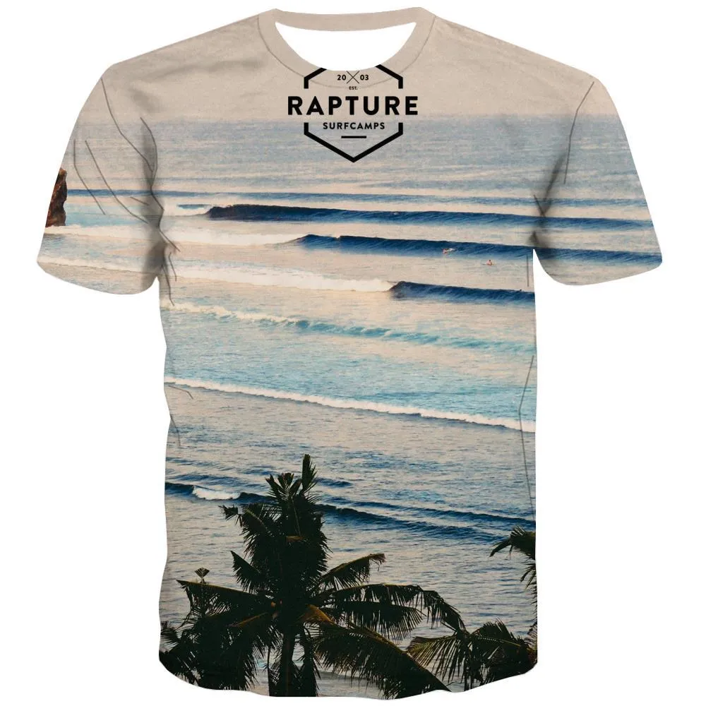 surf T shirts Men The sea Tshirt Printed sport Tshirts Casual Cool T-shirts 3d