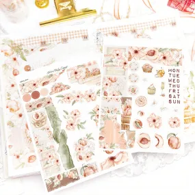 Sweet Peach Satin P.E.T. Journaling Sticker Sheet Set fruit