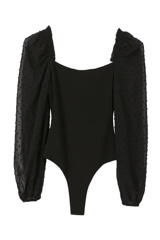 Swiss Dot Sheer Sleeve Bodysuit