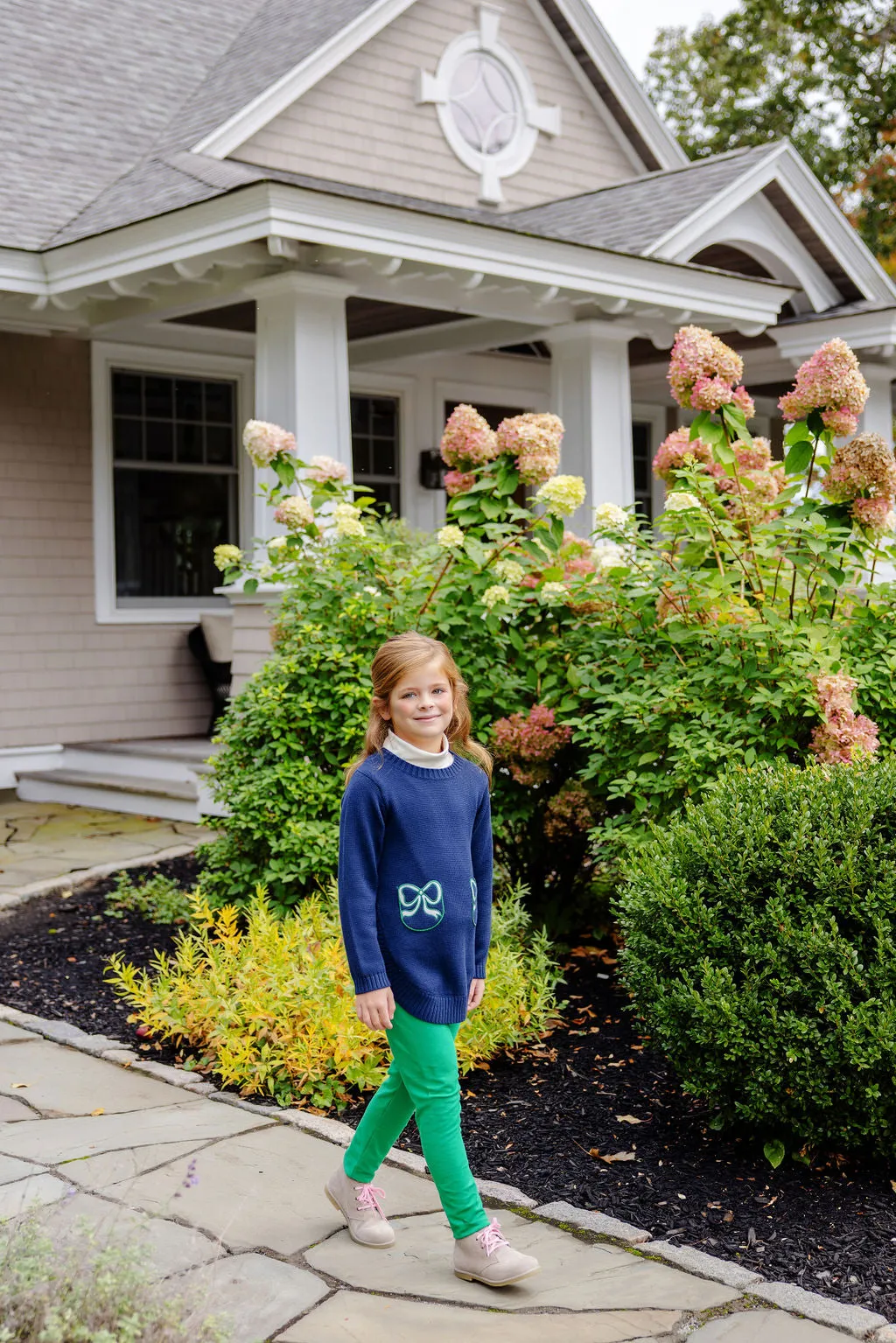 Terrell Tunic - Nantucket Navy with Palmetto Pearl & Kiawah Kelly Green Bows