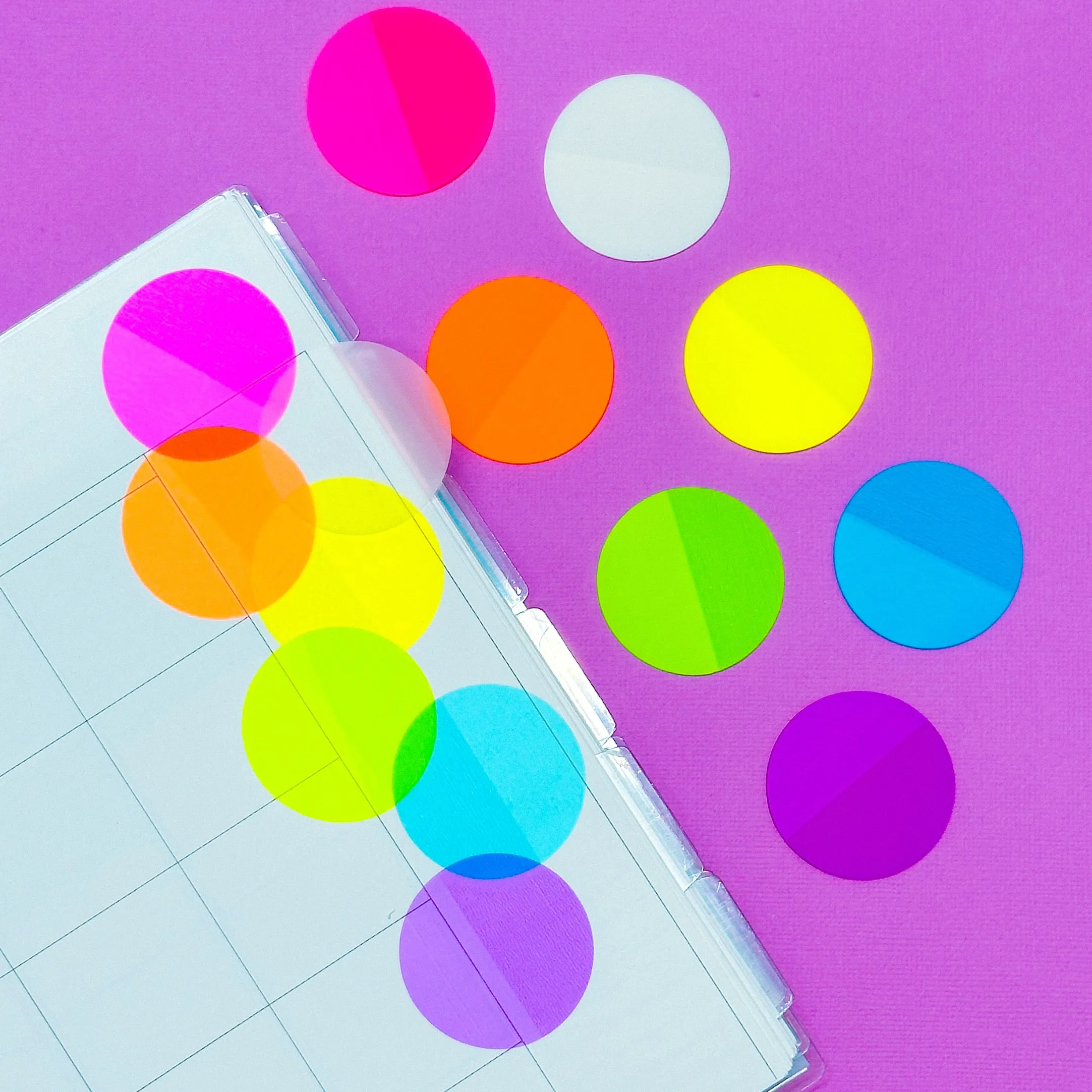 Transparent Sticky Notes - 1.6 x1.6 (NEON Circles)