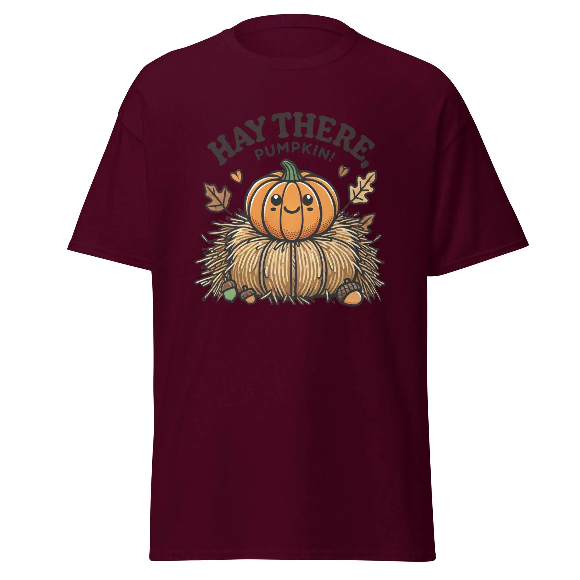 Unisex Fall Printed T-Shirt –"Hay There, Pumpkin!" – Fun Fall Tee for Pumpkin Lovers