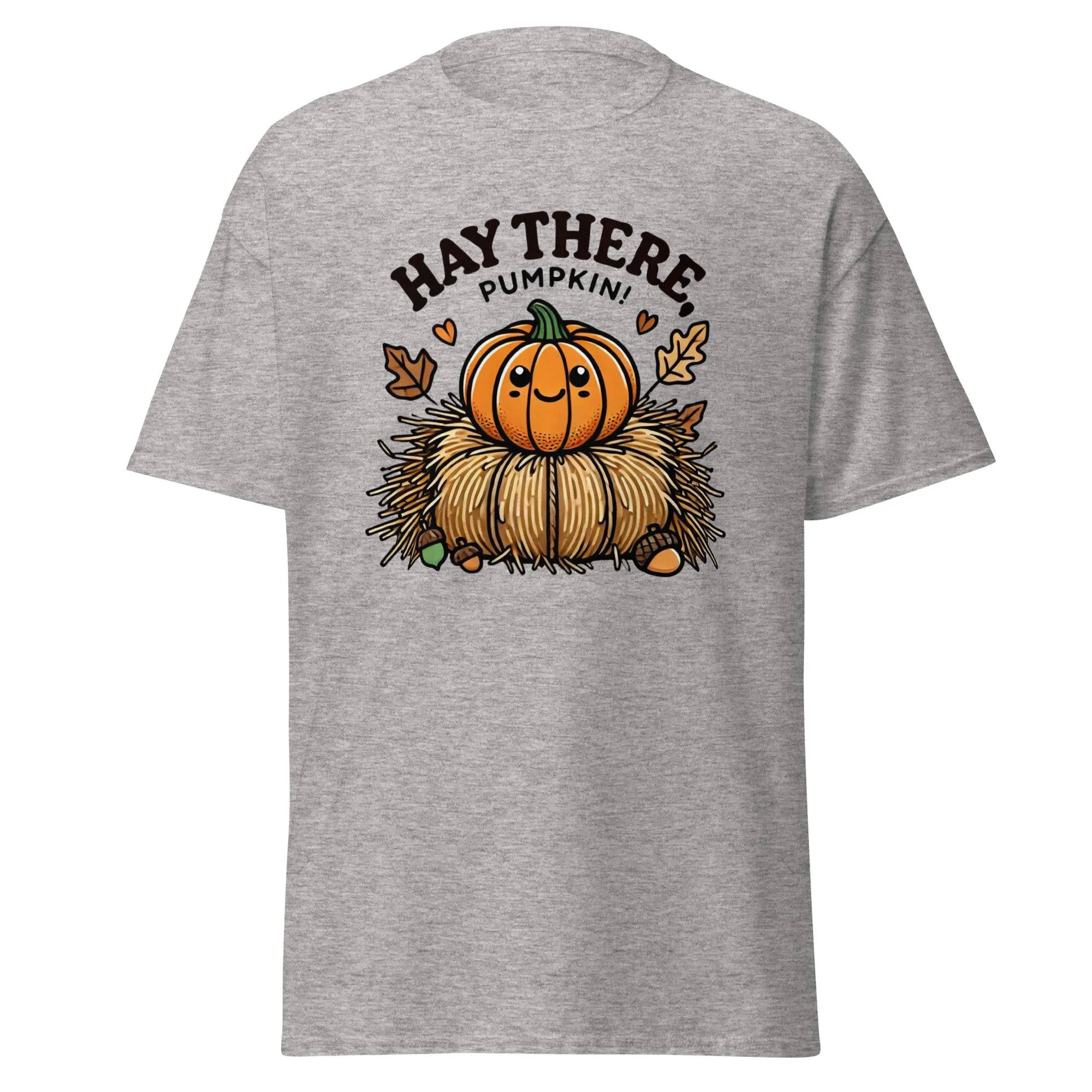 Unisex Fall Printed T-Shirt –"Hay There, Pumpkin!" – Fun Fall Tee for Pumpkin Lovers