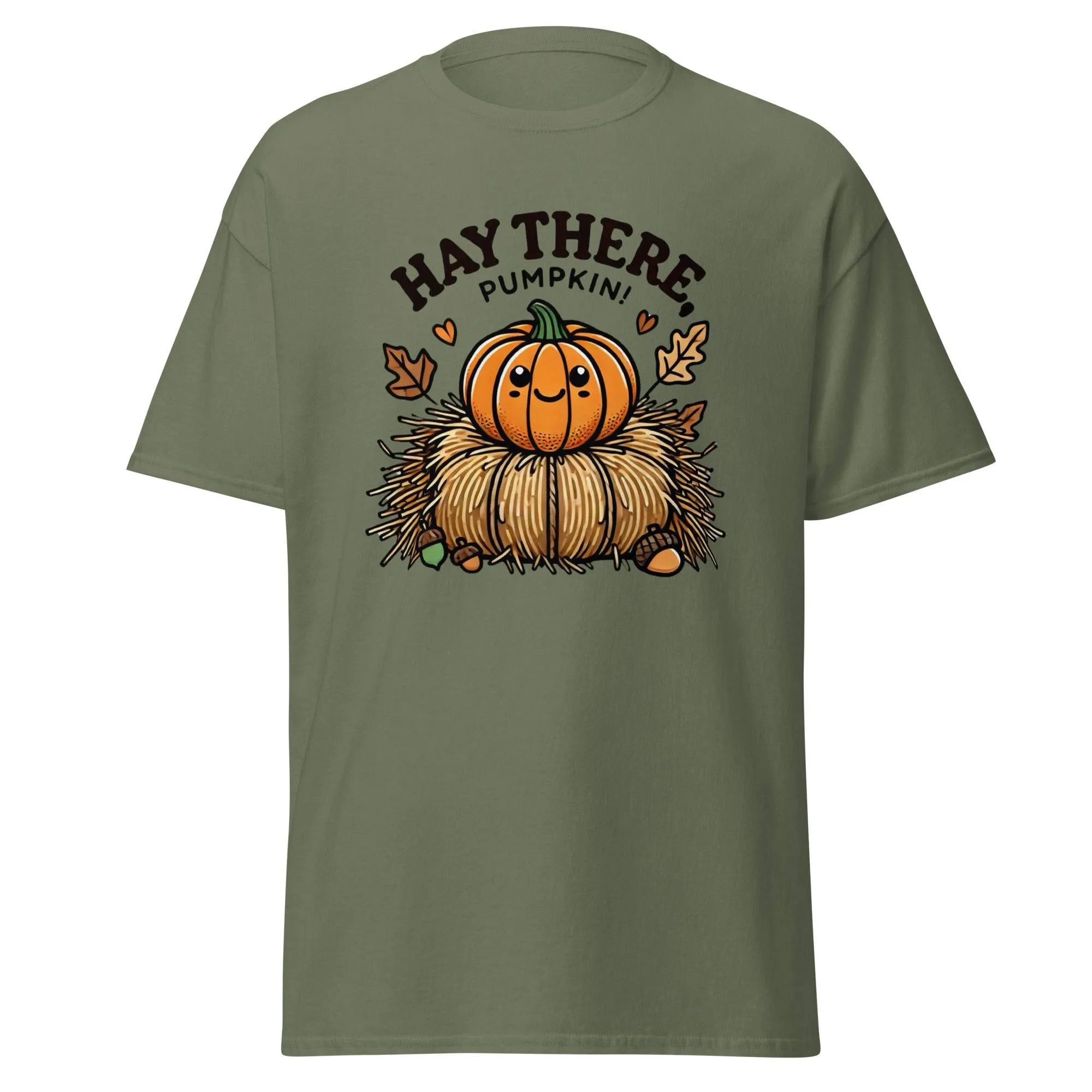 Unisex Fall Printed T-Shirt –"Hay There, Pumpkin!" – Fun Fall Tee for Pumpkin Lovers