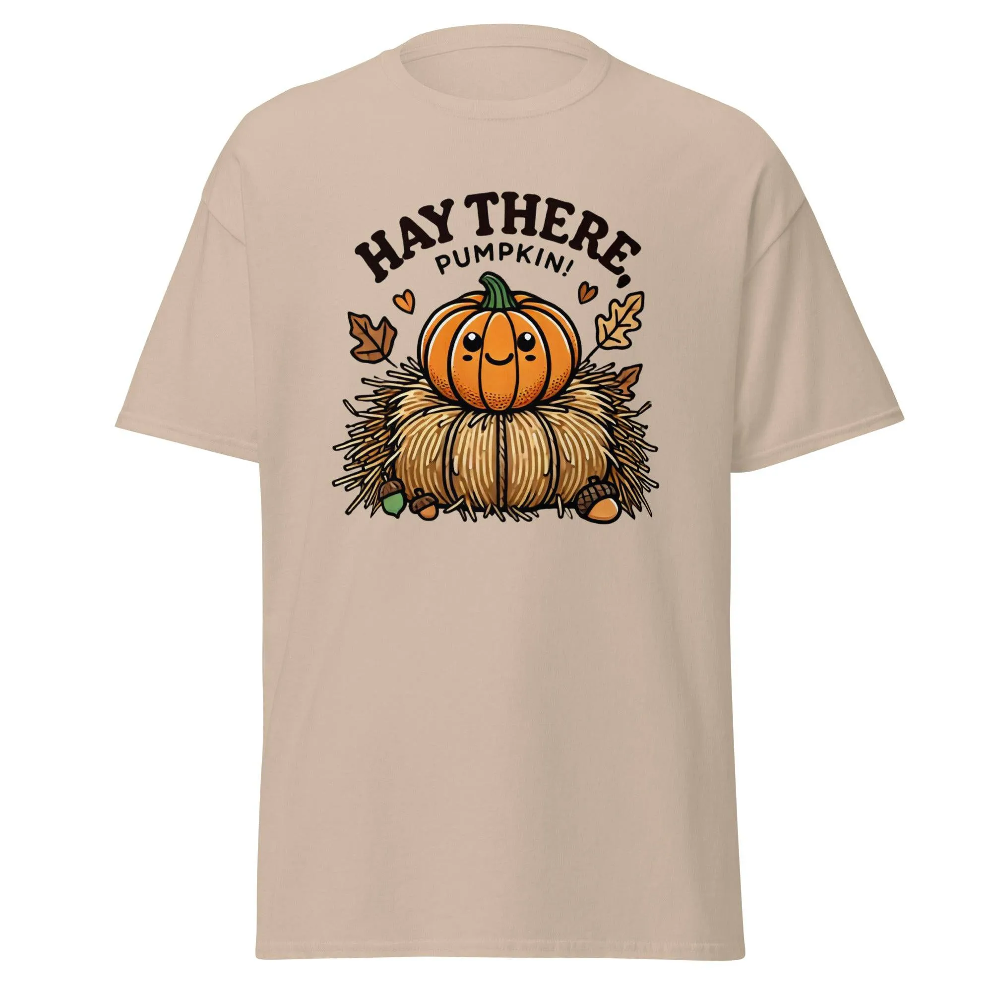 Unisex Fall Printed T-Shirt –"Hay There, Pumpkin!" – Fun Fall Tee for Pumpkin Lovers