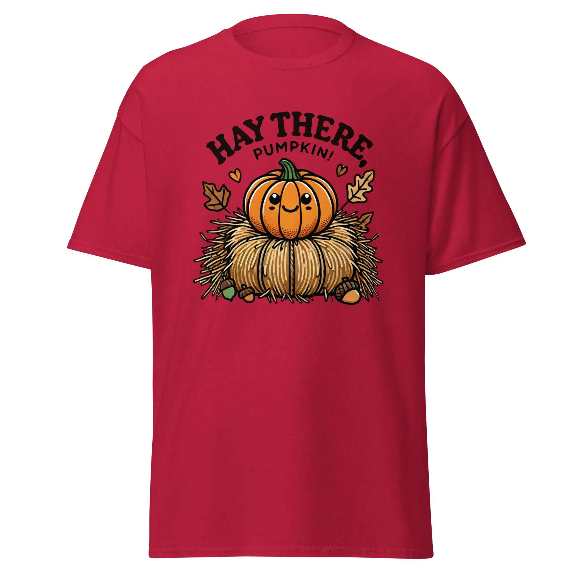 Unisex Fall Printed T-Shirt –"Hay There, Pumpkin!" – Fun Fall Tee for Pumpkin Lovers