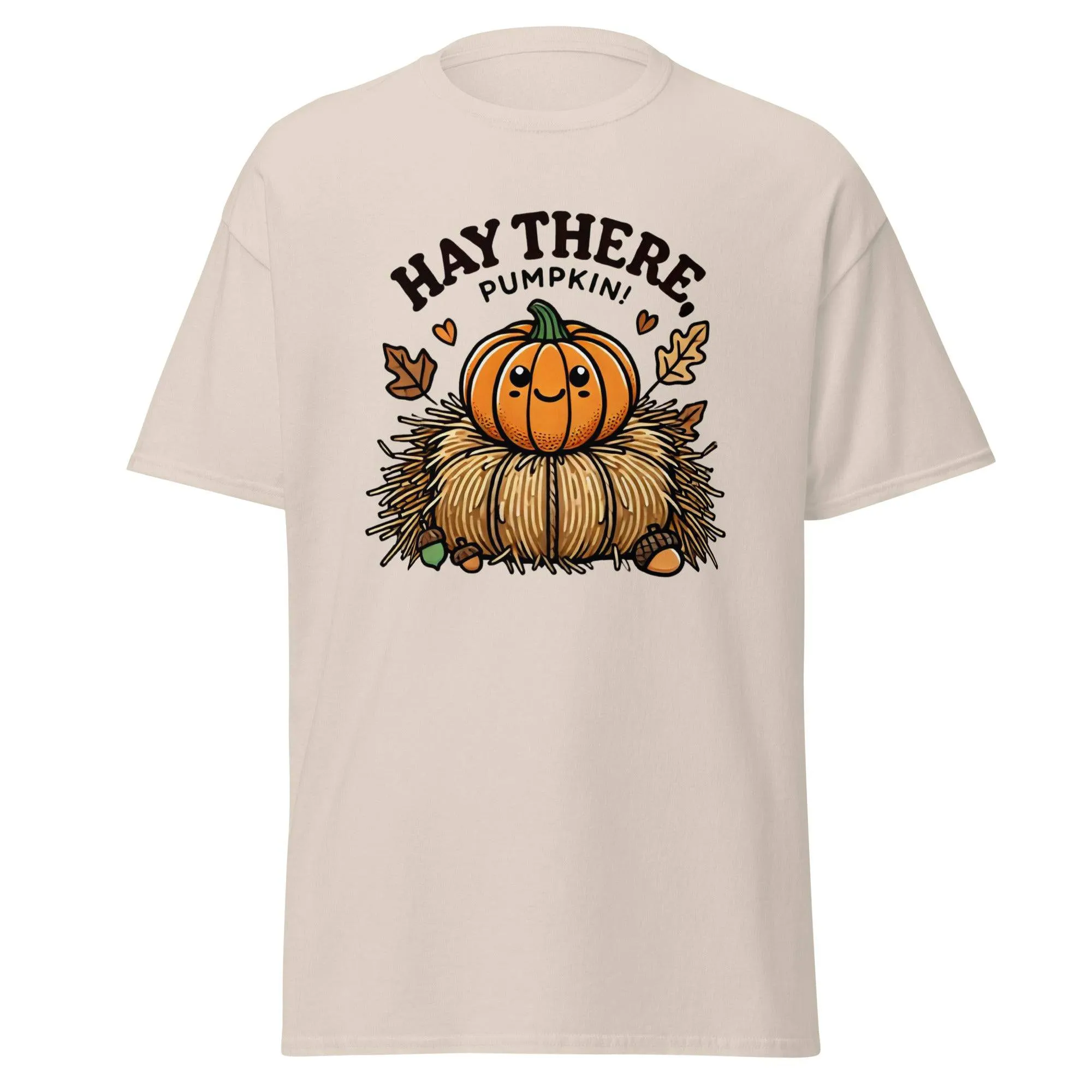 Unisex Fall Printed T-Shirt –"Hay There, Pumpkin!" – Fun Fall Tee for Pumpkin Lovers